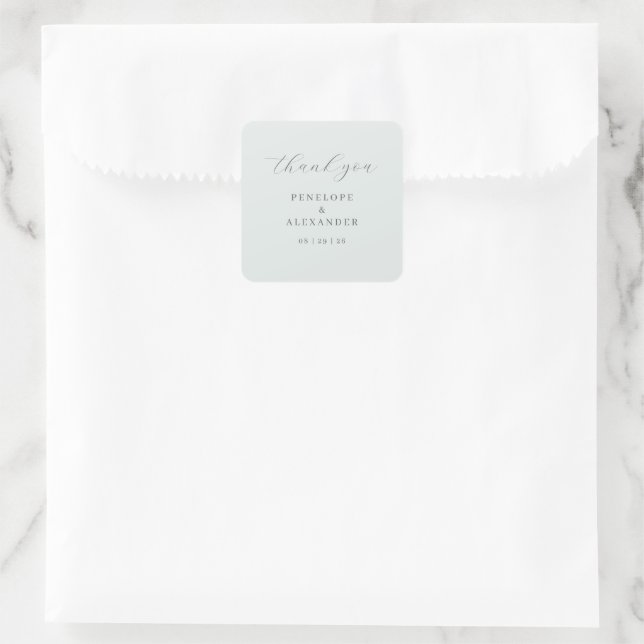 Elegant Gray Calligraphy Square Sticker (Bag)