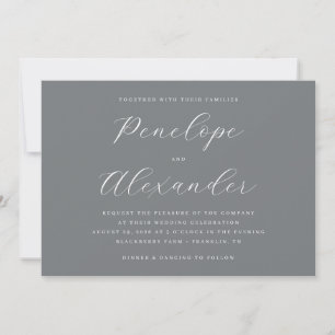 Elegant Gray Calligraphy Wedding Invitation