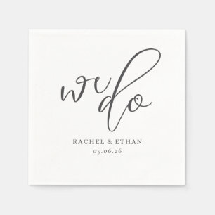 Elegant Gray Cursive Wedding Napkin
