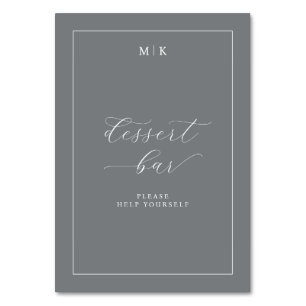 Elegant Gray Dessert Bar Sign Table Number