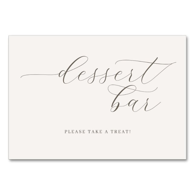 Elegant Gray Dessert Bar Sign Table Number (Front)