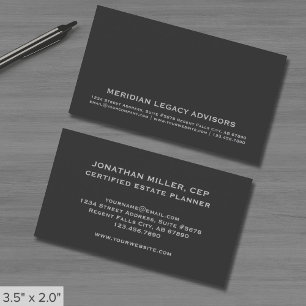 Elegant Gray Estate Planner Business Card