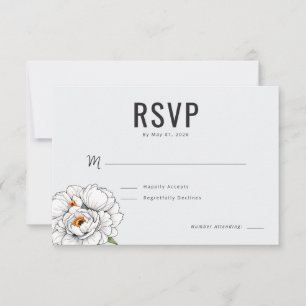 Elegant Gray Floral Illustration RSVP Card