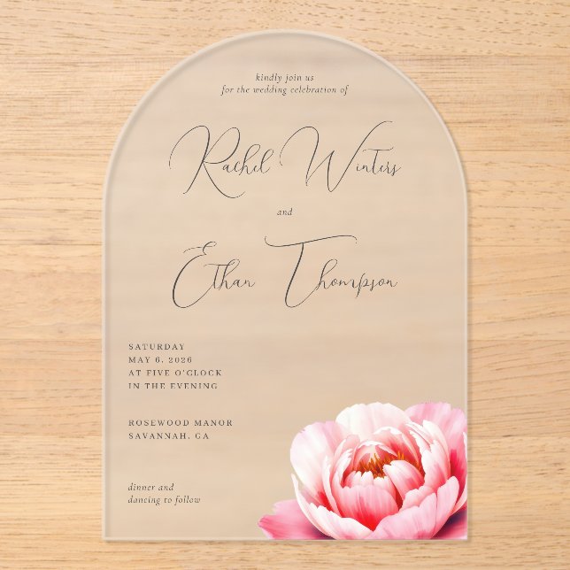 Elegant Gray Floral Wedding Invitation (Front)