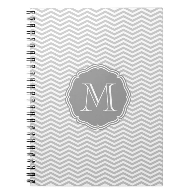 Elegant gray geometry of chevrón and monograma notebook (Front)