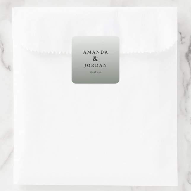 Elegant Gray Gratitude Square Sticker (Bag)