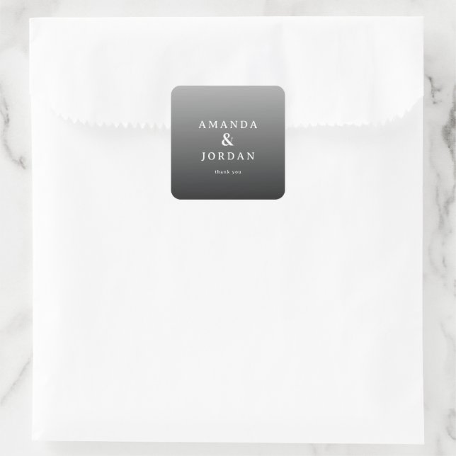 Elegant Gray Gratitude Square Sticker (Bag)