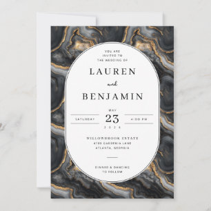 Elegant Gray Marbled Wedding Invitation