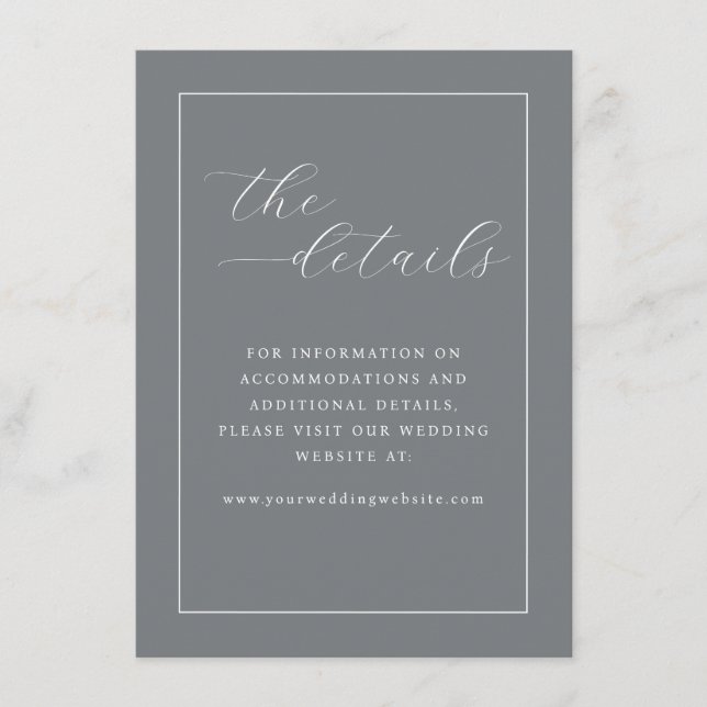 Elegant Gray Minimalist Calligraphy Enclosure Card (Front)