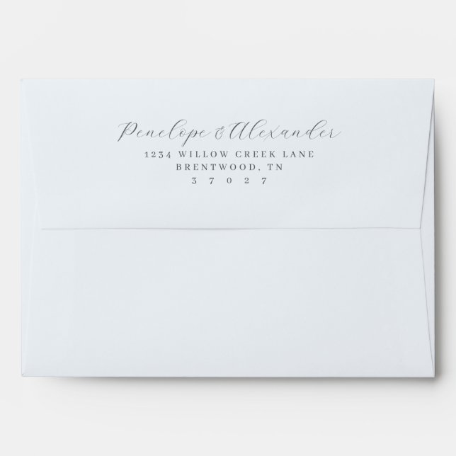 Elegant Gray Minimalist Calligraphy Envelope (Back (Top Flap))