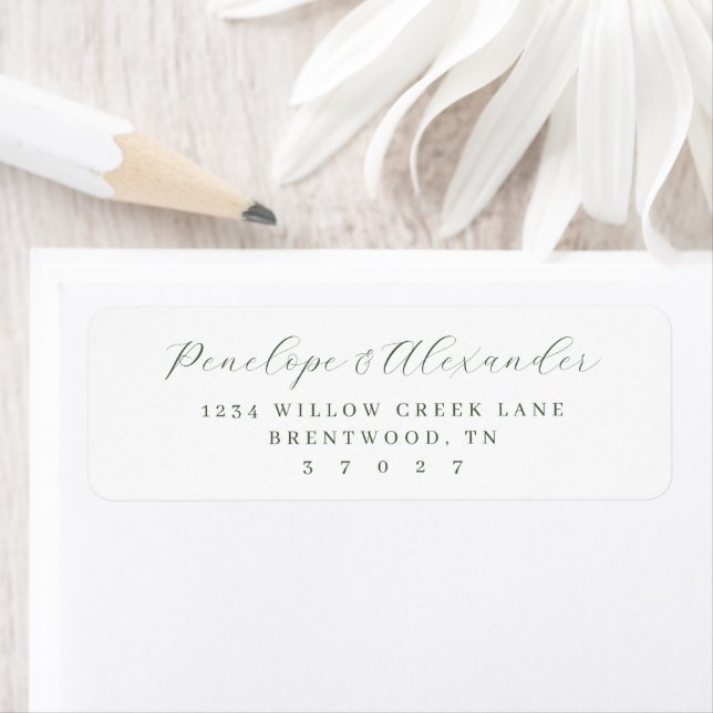 Elegant Gray Minimalist Calligraphy Return Address Label (Insitu)