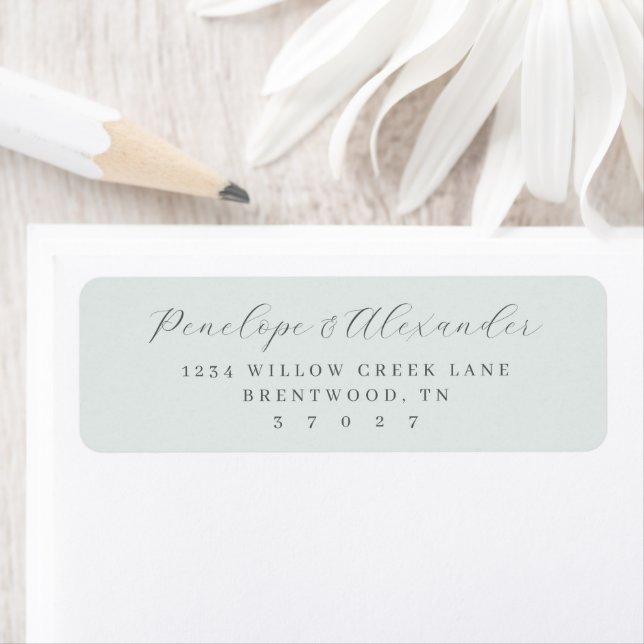 Elegant Gray Minimalist Calligraphy Return Address Label (Insitu)