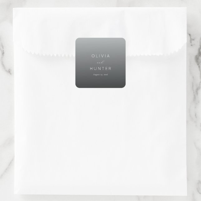 Elegant Gray Minimalist Calligraphy Square Sticker (Bag)