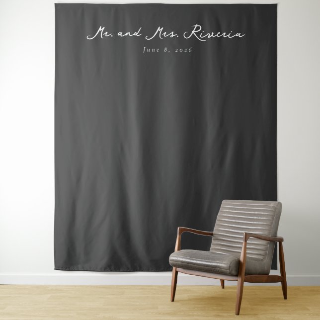 Elegant Gray Minimalist Calligraphy Tapestry (In Situ)