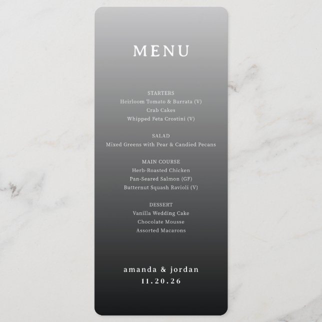 Elegant Gray Minimalist Menu (Front)