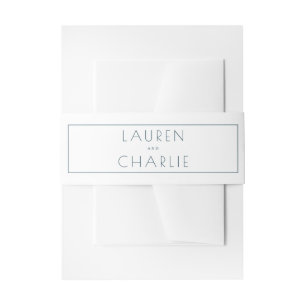Elegant Gray Minimalist Names Invitation Belly Band