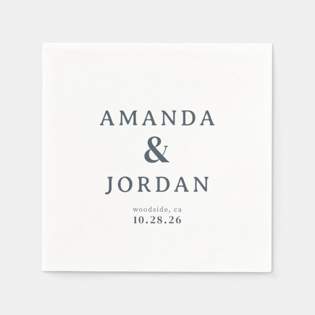 Elegant Gray Minimalist Names Napkin (Front)