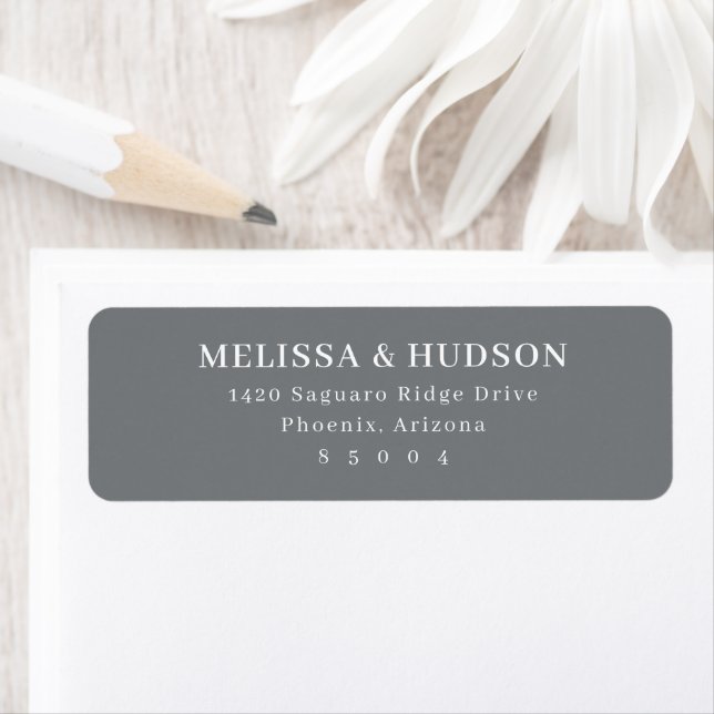 Elegant Gray Minimalist Typographic Return Address Label (Insitu)