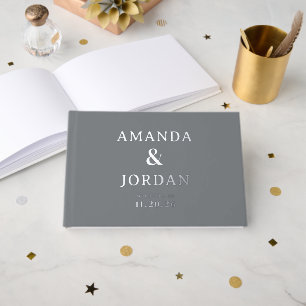 Elegant Gray Minimalist Wedding Guest Book