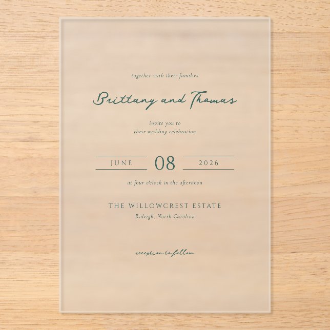 Elegant Gray Minimalist Wedding Invitation (Front)