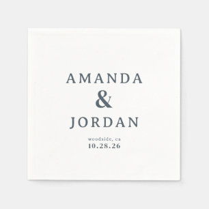 Elegant Gray Minimalist Wedding Invitation Napkin