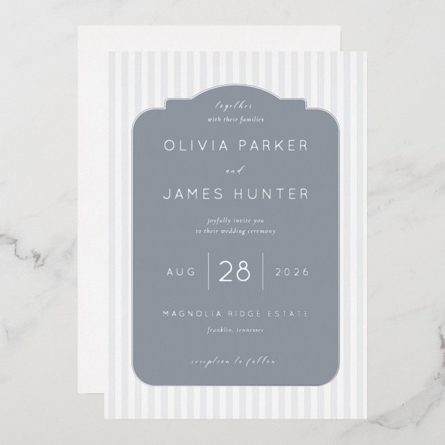 Elegant Gray Minimalist Wedding Invitations (Front/Back)