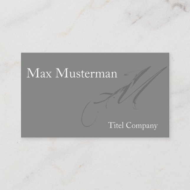 Elegant gray monogram business card (Front)