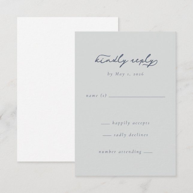 Elegant Gray RSVP Card (Front/Back)
