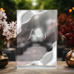 Elegant Gray Silver Agate Wedding Favors Acrylic Sign