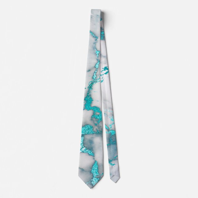 elegant gray teal marble texture tie (Front)