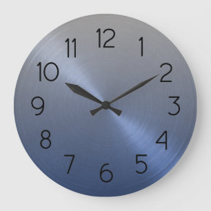 Elegant Gray to Blue Ombre Gradient Large Clock