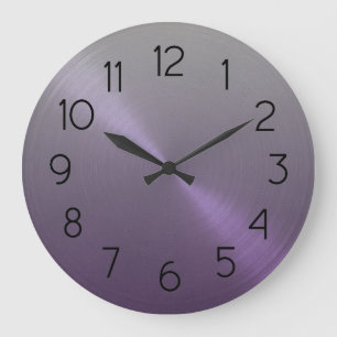 Elegant Gray to Purple Ombre Gradient Large Clock