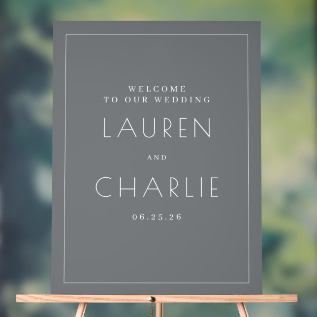 Elegant Gray Typographic Wedding Sign (Neutral)
