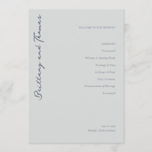 Elegant Gray Wedding Ceremony Program
