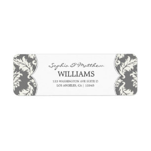ELEGANT GRAY & WHITE DAMASK ADDRESS LABELS
