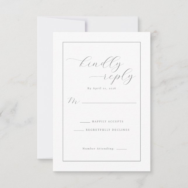 Elegant Grayscale Calligraphy RSVP Card (Front)