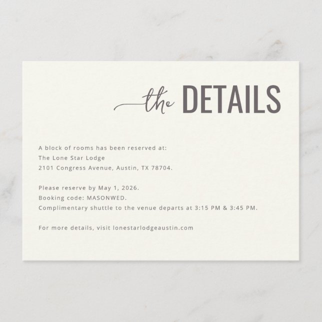 Elegant Grayscale Minimalist Details Enclosure Card (Front)