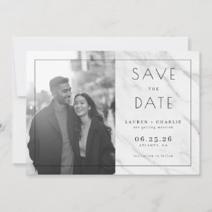 Elegant Grayscale Minimalist Photo Save The Date