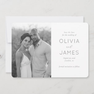 Elegant Grayscale Minimalist Portrait Save The Date
