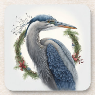 Elegant Great Blue Heron Holidays/Christmas Coaster