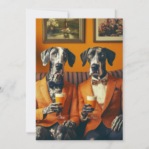Elegant Great Dane Dogs Orange Suits Invitation