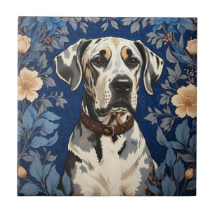 Elegant Great Dane William Morris Inspired Ceramic Tile
