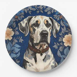Elegant Great Dane William Morris Inspired Paper Plate
