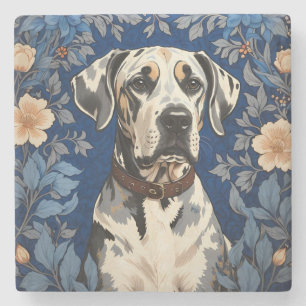 Elegant Great Dane William Morris Inspired Stone Coaster