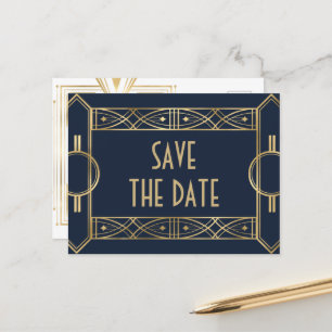 Elegant Great Gatsby Art Deco Save the Dates  Announcement Postcard