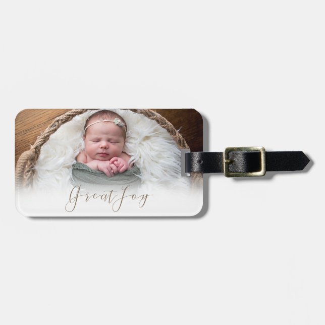 Elegant Great Joy Photo Luggage Tag (Front Horizontal)