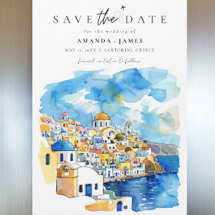 Elegant Greece Destination Wedding Save the Date Magnetic Invitation