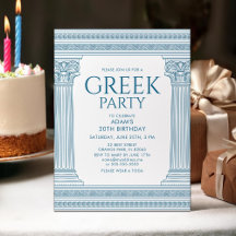 Elegant Greek birthday party with blue columns