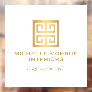 Elegant Greek Key Designer Logo Gold/White