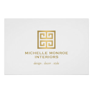 Elegant Greek Key Gold/White Logo Download Poster